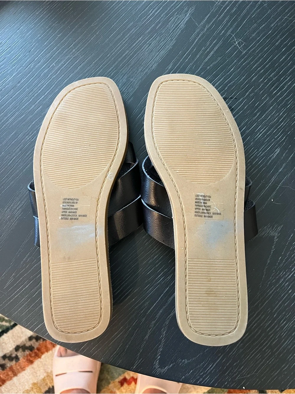 JUSTFAB Black Crisscross Slide Sandals for Women black size 8.5 NWOT